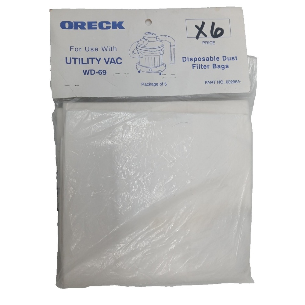 Oreck disposable dust filter bags SD-69 OEM Part #63296A [6 Pack]